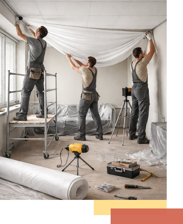 Монтаж натяжного потолка в офисе в Шатуре