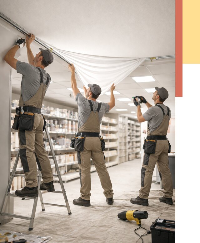 Монтаж натяжного потолка в магазине в Шатуре от 4610 руб. быстро и недорого | ОТДЕЛОЧНИК-Штр
