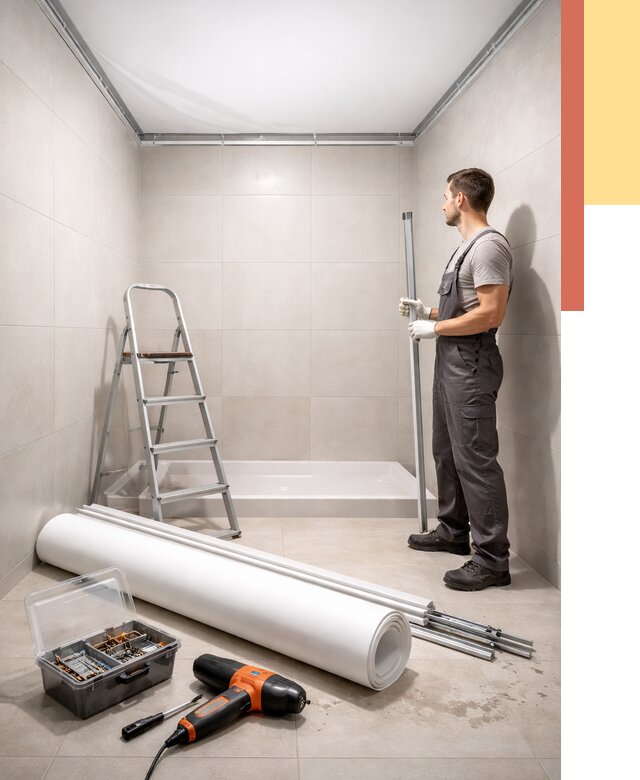 Монтаж натяжного потолка в санузле в Шатуре от 1895 руб. — ОТДЕЛОЧНИК-Штр