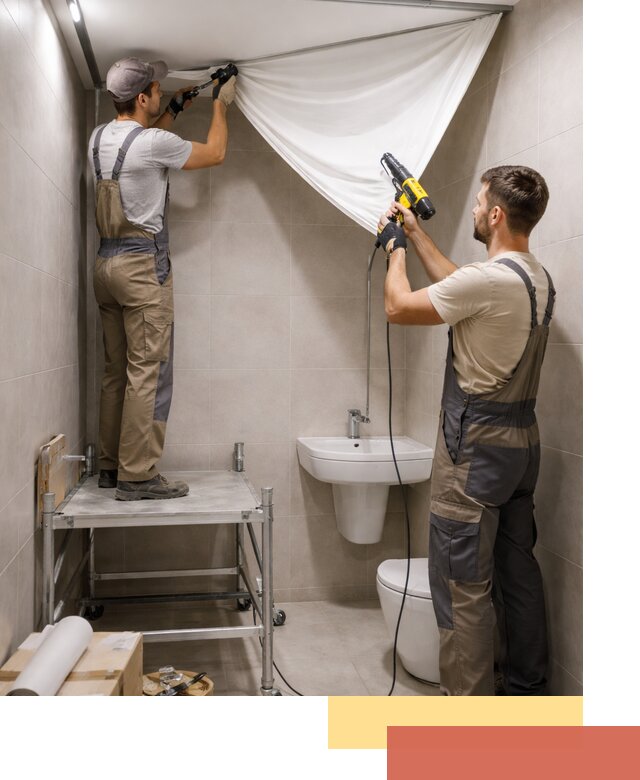 Монтаж натяжного потолка в санузле в Шатуре