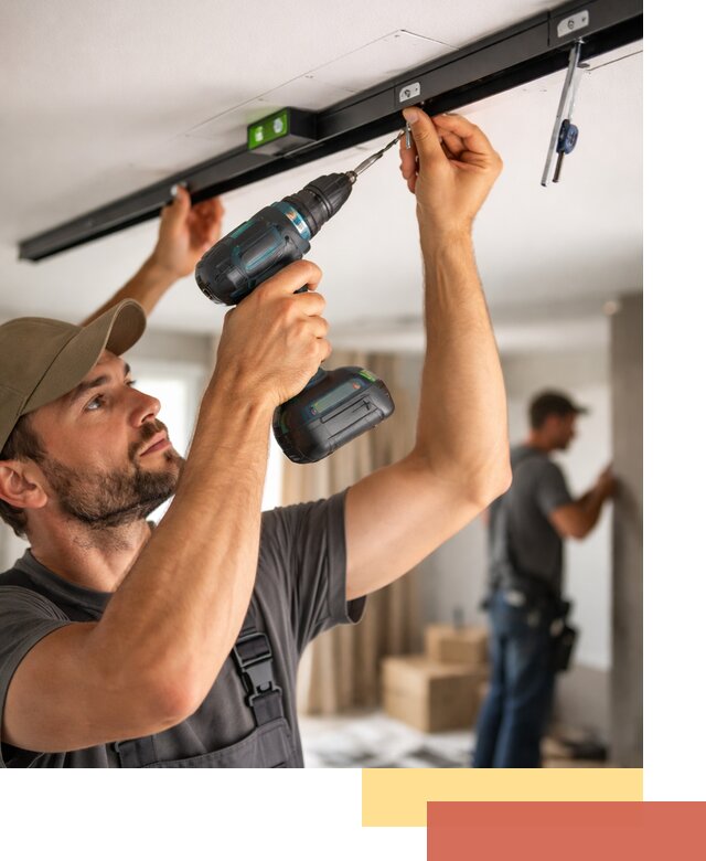 Установка трековых светильников в натяжной потолок в Шатуре