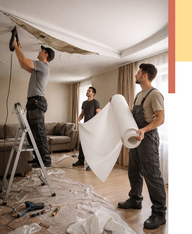 Замена полотна натяжного потолка в Шатуре от 9732 руб. быстро и недорого | ОТДЕЛОЧНИК-Штр