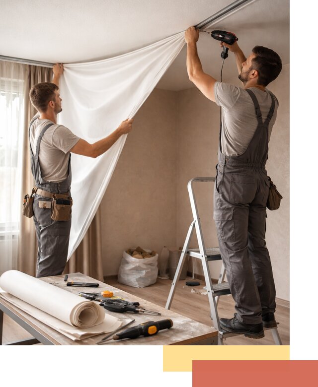 Замена полотна натяжного потолка в Шатуре быстро и качественно