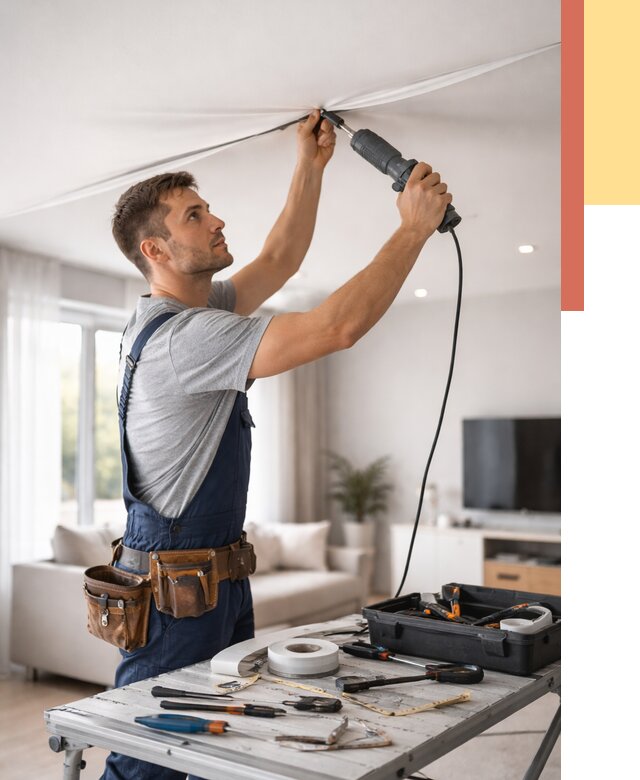 Ремонт натяжных потолков в Шатуре от 9732 руб. под ключ — ОТДЕЛОЧНИК-Штр