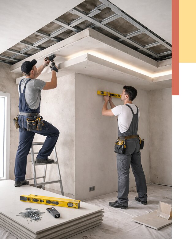 Двухуровневый потолок из гипсокартона в Шатуре от 1485 руб. под ключ | ОТДЕЛОЧНИК-Штр