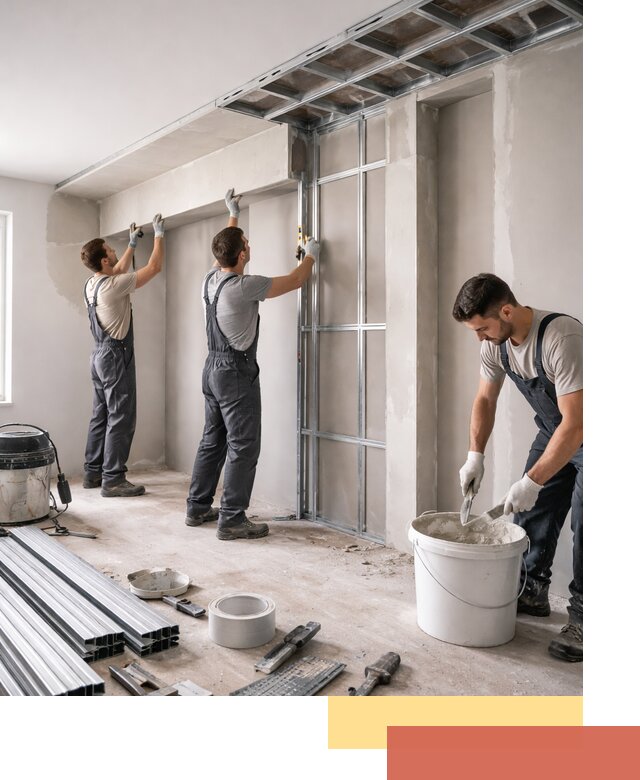 Монтаж потолка из гипсокартона с нишей в Шатуре