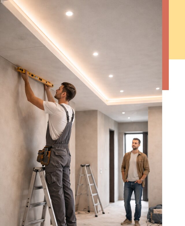 Потолок из гипсокартона с подсветкой в Шатуре от 768 руб./м2 под ключ | ОТДЕЛОЧНИК-Штр