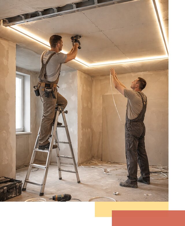 Потолок из гипсокартона с подсветкой в Шатуре