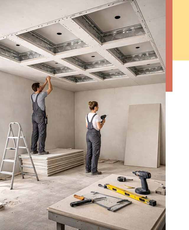 Кессонный потолок из гипсокартона в Шатуре от 1895 руб. — монтаж и под ключ | ОТДЕЛОЧНИК-Штр