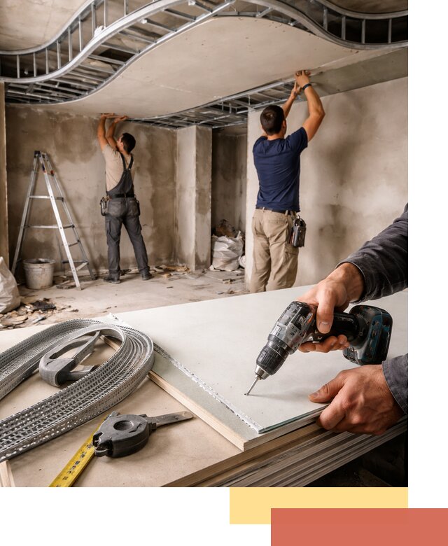 Криволинейный потолок из гипсокартона в Шатуре — монтаж и отделка