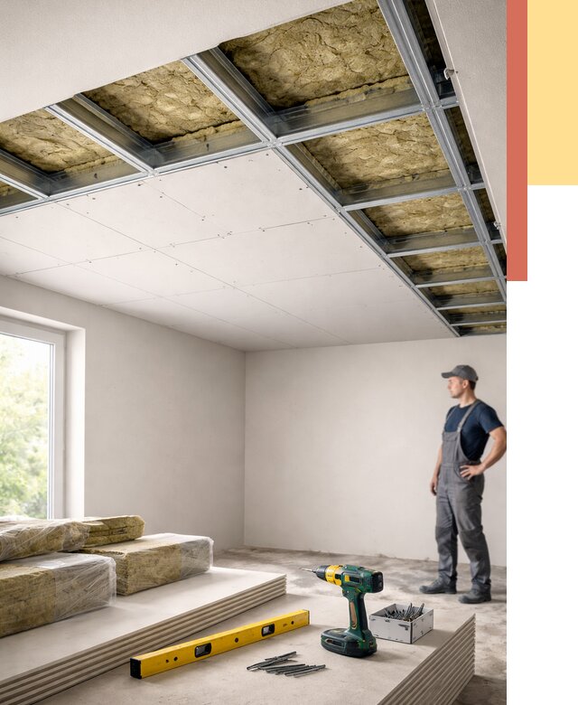 Звукоизоляция потолка ГКЛ в Шатуре от 973 руб. — монтаж под ключ | ОТДЕЛОЧНИК-Штр