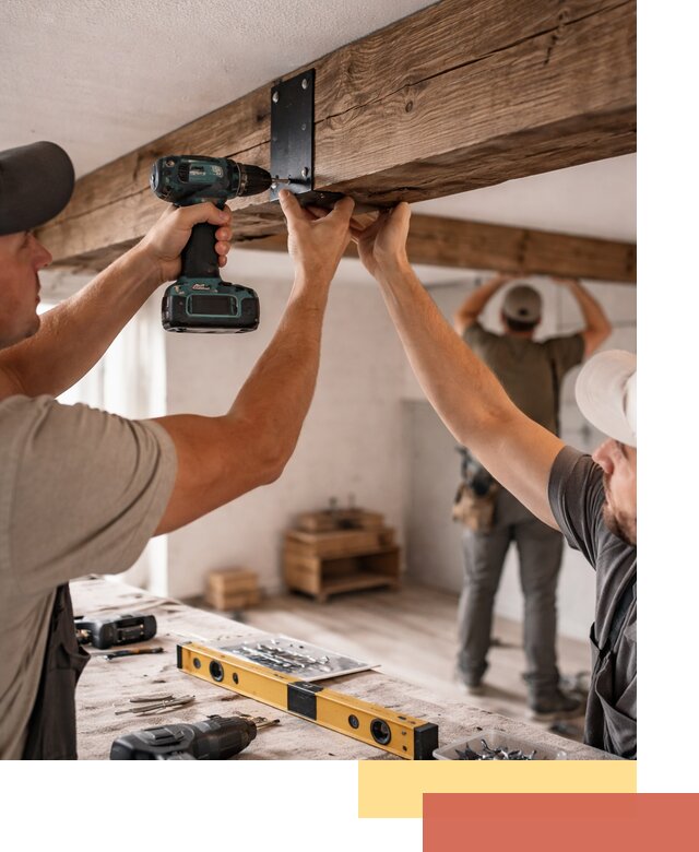 Монтаж декоративных потолочных балок в Шатуре